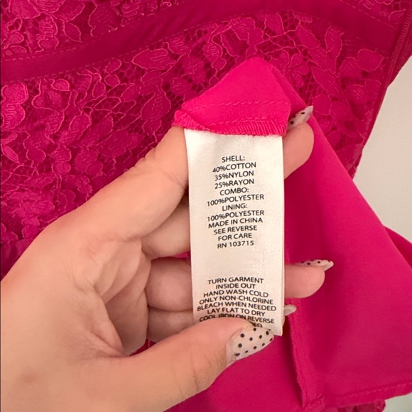 Nanette Lepore Fuchsia Lace Collared Button Down Dress‎ sz 4 - Picture 11 of 11